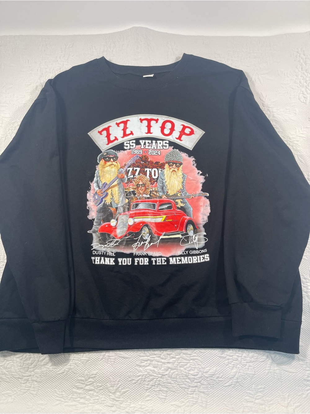 ZZ Top Black Graphic Crewneck Sweatshirt - 55 Years Tribute
